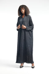 LB39 Black Abaya Faded Floral Glitter