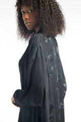 LB39 Black Abaya Faded Floral Glitter