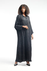 LB39 Black Abaya Faded Floral Glitter