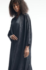 LB39 Black Abaya Faded Floral Glitter