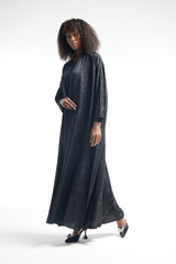 LB39 Black Abaya Faded Floral Glitter