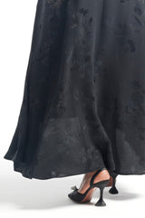 LB39 Black Abaya Faded Floral Glitter