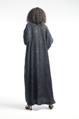 LB39 Black Abaya Faded Floral Glitter