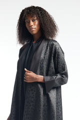 LB42 Black Organza Abaya
