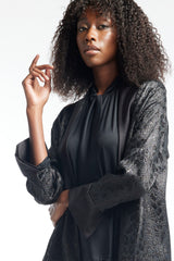 LB42 Black Organza Abaya