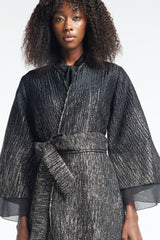 LB44 Black and Silver Organza Kaftan