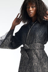 LB44 Black and Silver Organza Kaftan