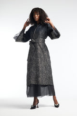 LB44 Black and Silver Organza Kaftan