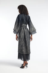 LB44 Black and Silver Organza Kaftan