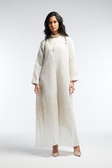 LB45 Beige Organza Abaya