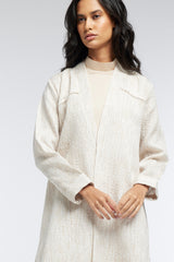 LB45 Beige Organza Abaya