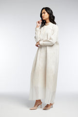 LB45 Beige Organza Abaya