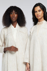 LB45 Beige Organza Abaya