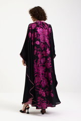 LB63 Pink and Black Abaya