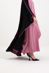 LB63 Pink and Black Abaya