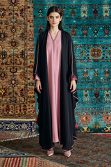 LB63 Pink and Black Abaya