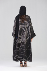 LB18 Abaya Organza Graphic Pattern