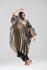 ABAYA GOLD STRIPPED ORGANZA