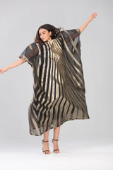 ABAYA GOLD STRIPPED ORGANZA