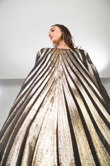 ABAYA GOLD STRIPPED ORGANZA