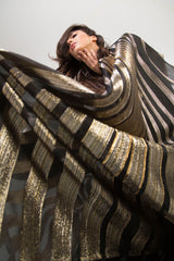 ABAYA GOLD STRIPPED ORGANZA