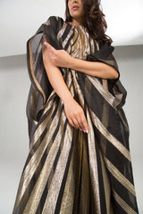 ABAYA GOLD STRIPPED ORGANZA