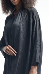 LB39 Black Abaya Faded Floral Glitter