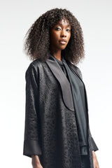 LB42 Black Organza Abaya