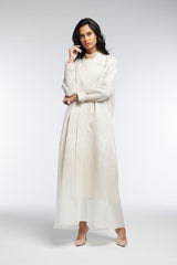 LB45 Beige Organza Abaya