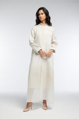 LB45 Beige Organza Abaya