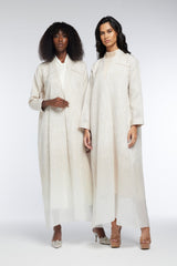 LB45 Beige Organza Abaya