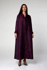 LB55 Marron Satin Taffeta Abaya