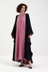 LB63 Pink and Black Abaya