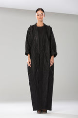 LB04 Abaya Black Jacquard