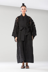 LB01 Abaya Black Cotton Silk Organza